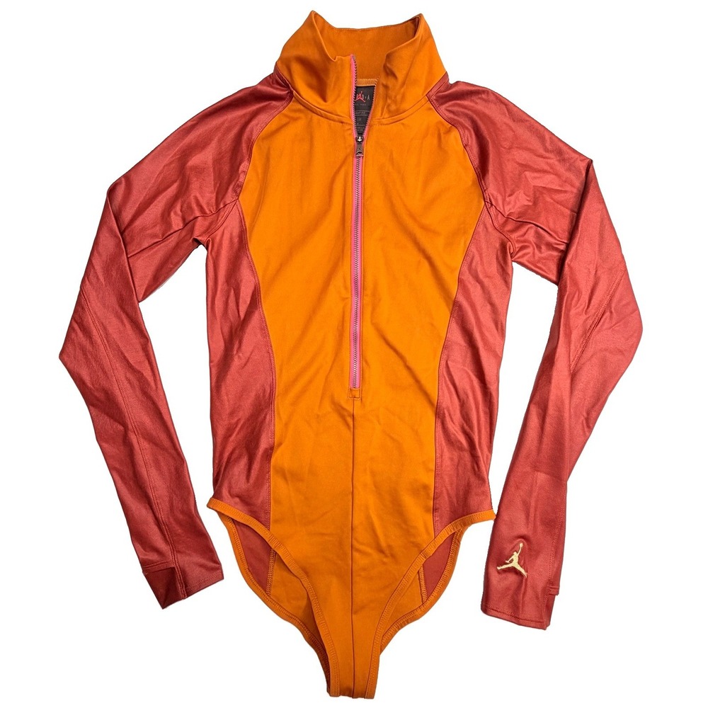 NWT Jordan Court-to-Runway Women's S Russet Long Sleeve Bodysuit DB2601-231